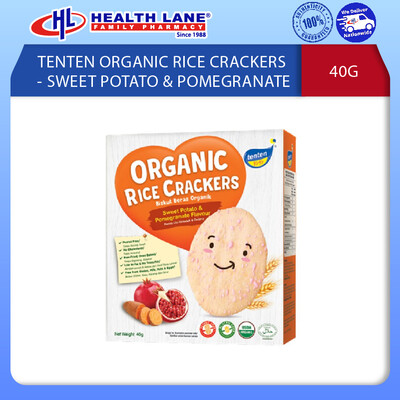 TENTEN ORGANIC RICE CRACKERS - SWEET POTATO & POMEGRANATE 40G